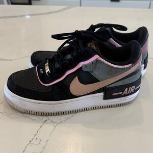Nike Air Force 1 Shadow Black and Pink Sneakers